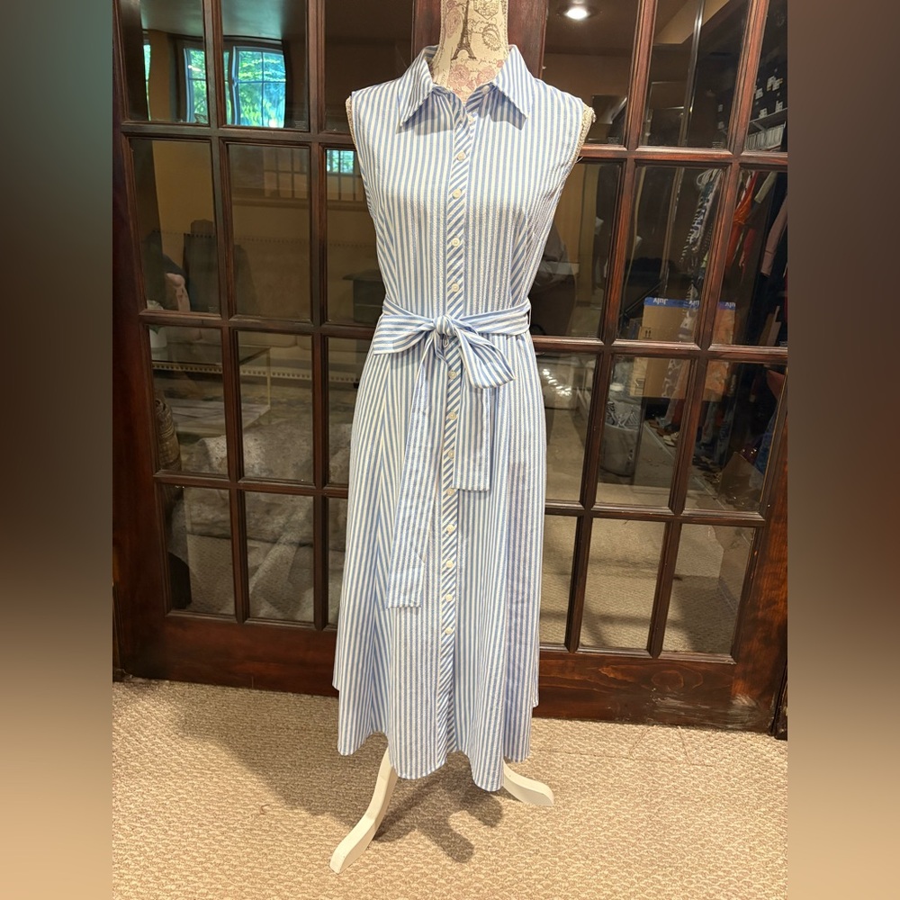 Tommy Hilfiger Striped Blue and White Sleeveless Dress